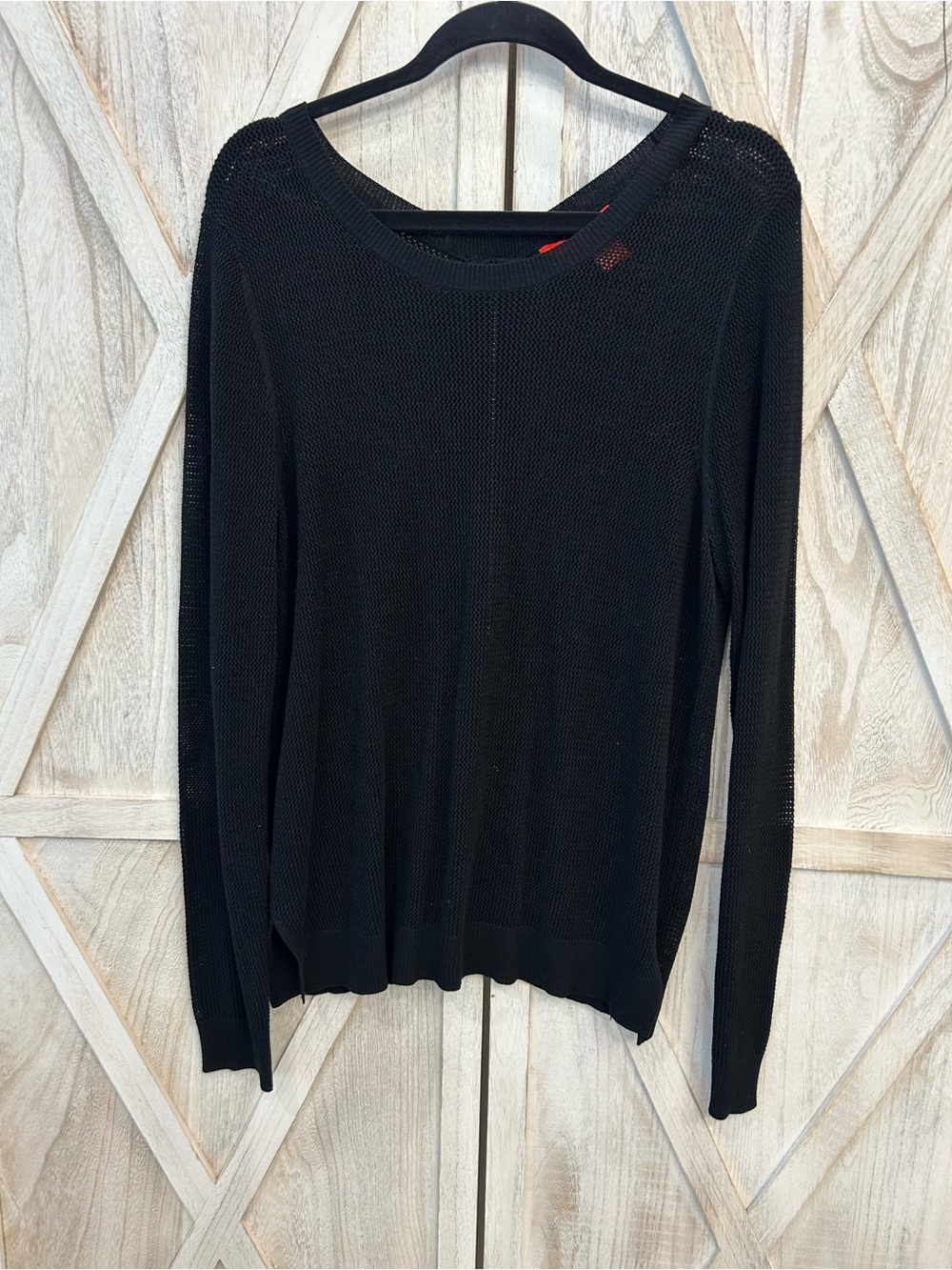Etcetera Black Open-Knit Crew Neck Sweater